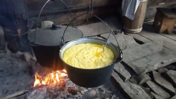 Porridge on the fire Stock Footage